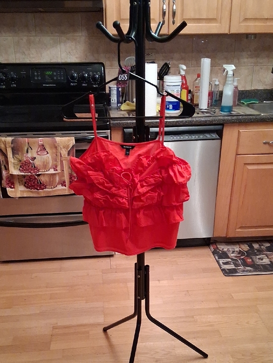 Express Tops - Express Red Ruffle Spaghetti-Strap Camisole Top